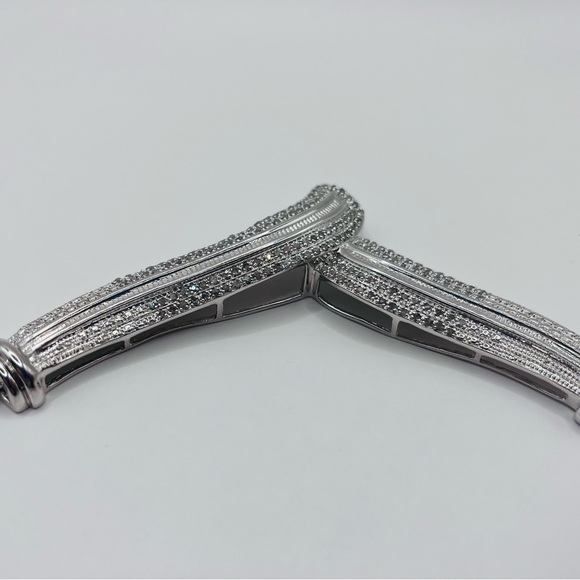 2.00 CT Natural Diamond Rhodium Evening Necklace - Picture 8 of 11